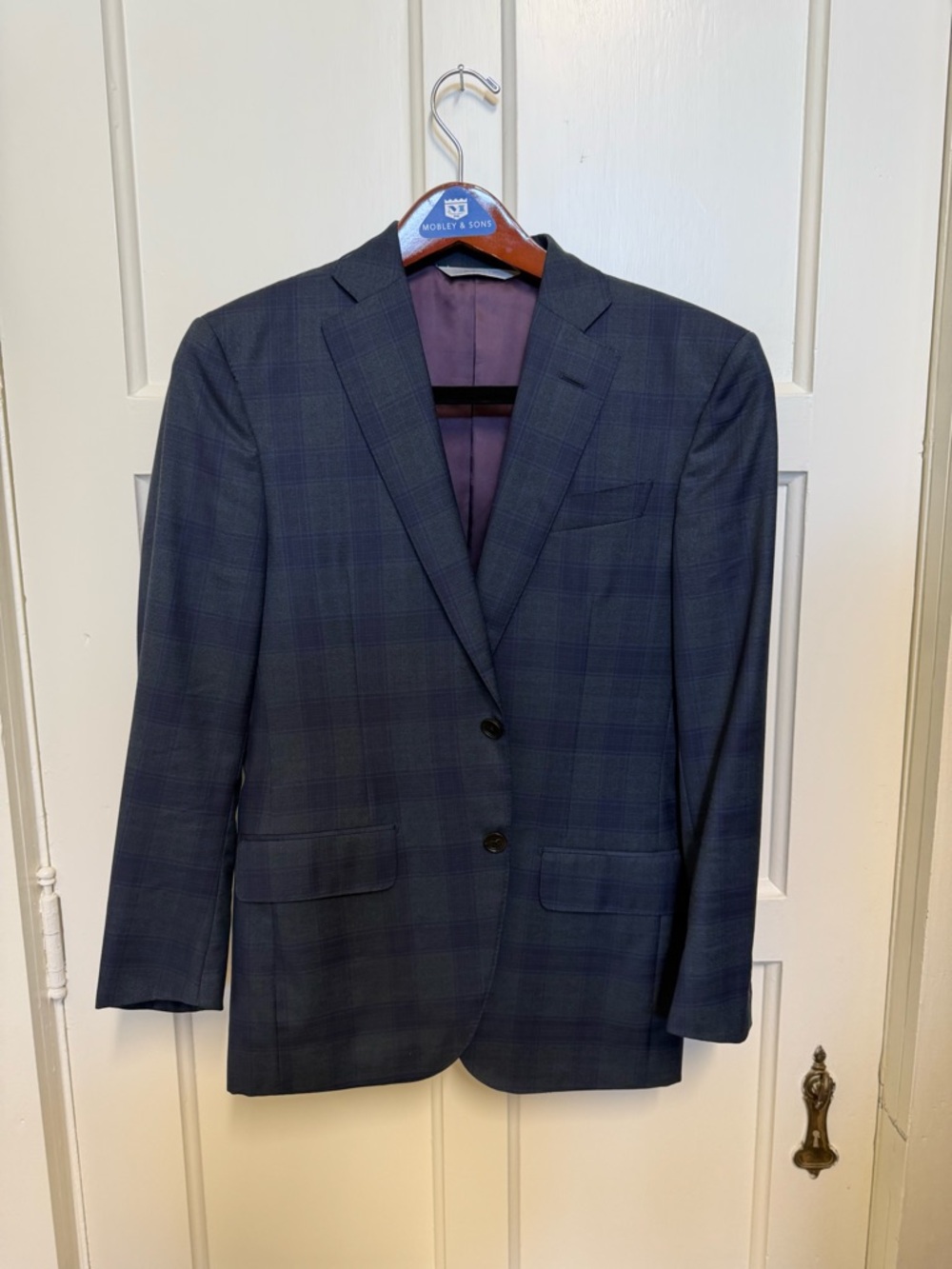 Trussini Dark Blue Plaid Two-Button Men's Blazer